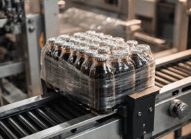 verpackt Produkte in Plastikfolie